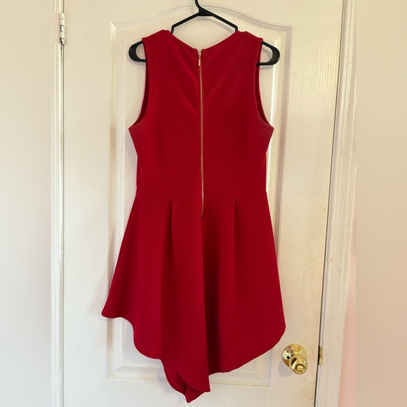UK2LA Formal Party Wedding Guest Simple Midi Red Dress Size US XL - Picture 2 of 7